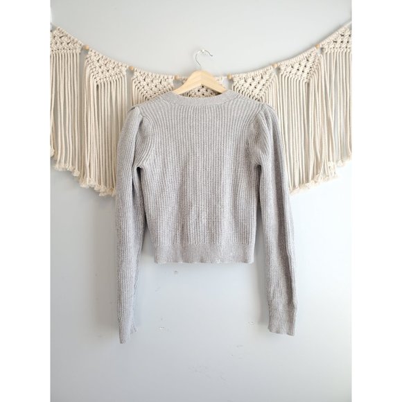 Aerie Gray Puff Sleeve Cropped Cardigan XS - Picture 4 of 6